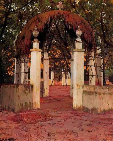 Glorieta Oil Painting by Santiago Rusinol i Prats