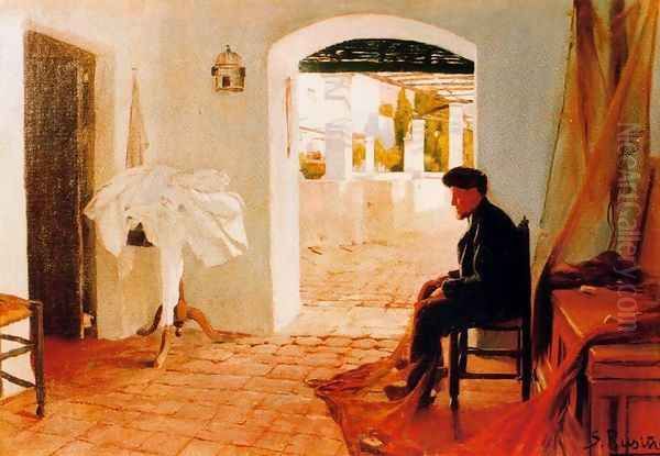 Repasando las redes Oil Painting by Santiago Rusinol i Prats