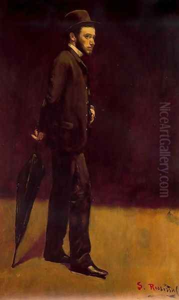 Retrato de Pedro Deas Caravent Oil Painting by Santiago Rusinol i Prats