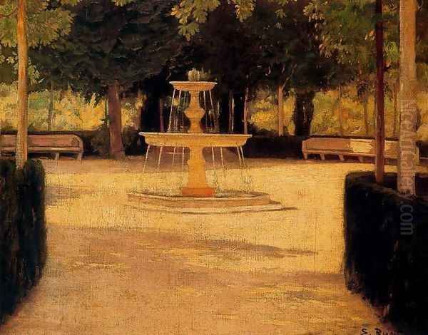 Jardín con surtidor 2 Oil Painting by Santiago Rusinol i Prats