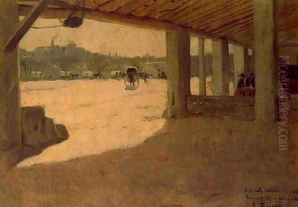 Llegada de carros Oil Painting by Santiago Rusinol i Prats