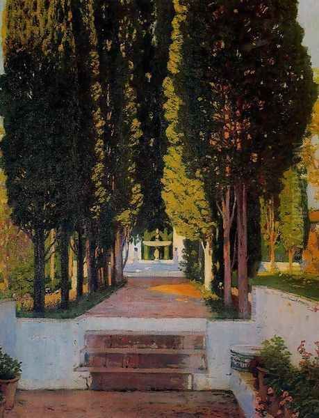 Jardín del Generalife Oil Painting by Santiago Rusinol i Prats