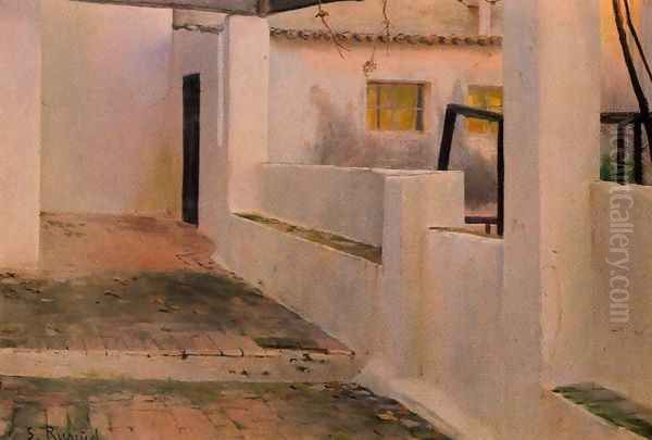 Galeria blanca Oil Painting by Santiago Rusinol i Prats