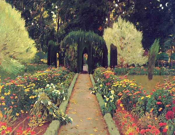 Jardin Oil Painting by Santiago Rusinol i Prats