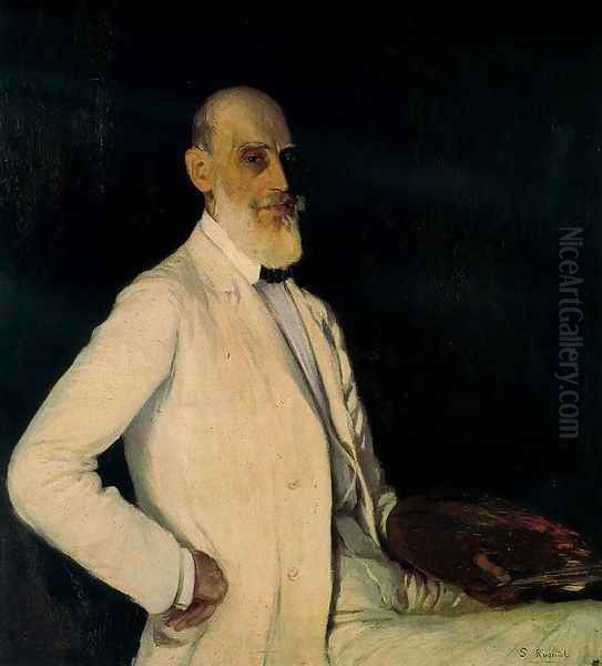 Retrato del pintor mallorquín Terrassa Oil Painting by Santiago Rusinol i Prats