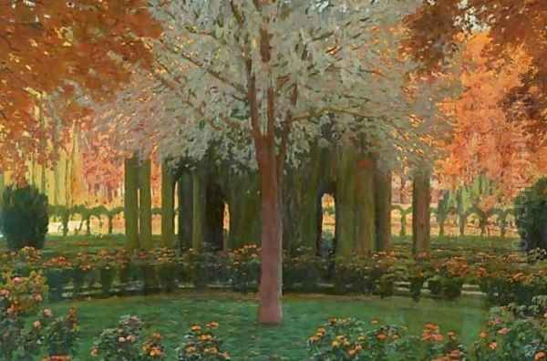 Glorieta de cipreses del Jardin del Principe, Aranjuez (The gardens at Aranjuez) Oil Painting by Santiago Rusinol i Prats