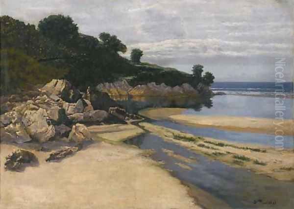 A rocky coastal landscape Oil Painting by Santiago Rusinol i Prats