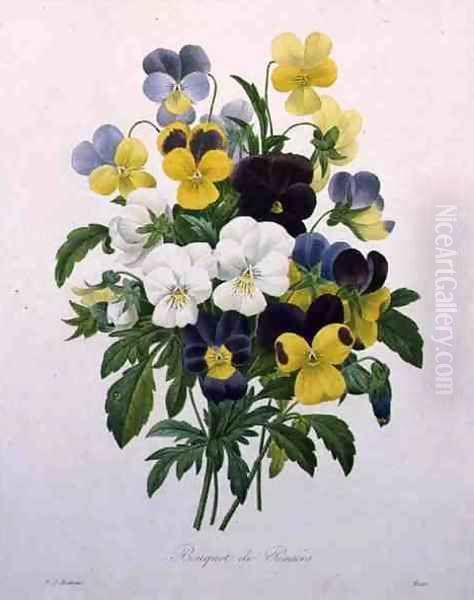 Bouquet of Pansies, engraved by Victor, from Choix des Plus Belles Fleurs, 1827 Oil Painting by Pierre-Joseph Redoute