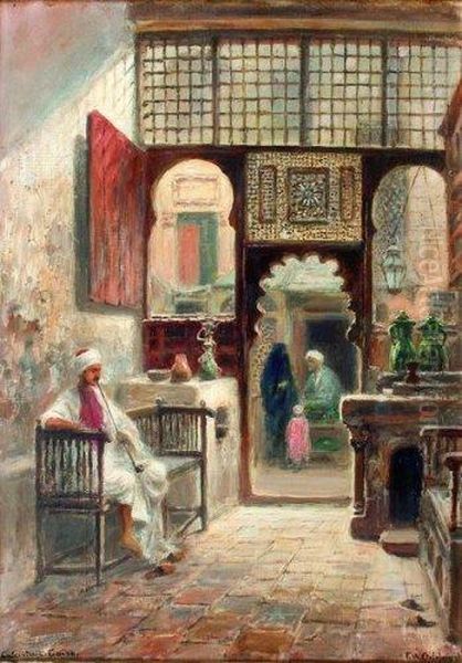 Un Cafe Maure Au Caire Oil Painting by Frans Wilhelm Odelmark