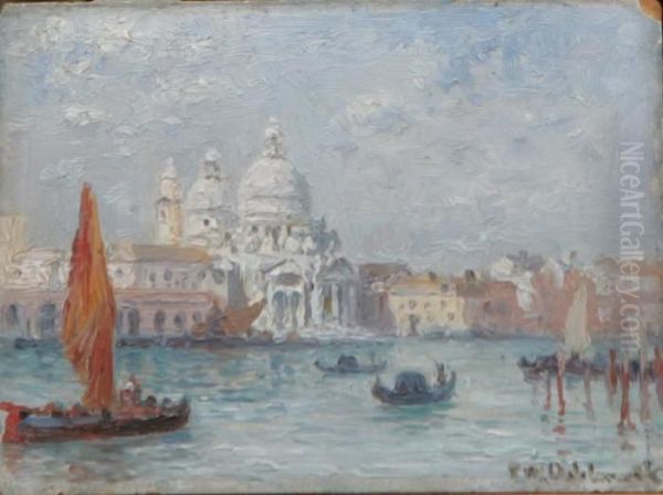 Santa Maria Della Salute - Motiv Fran Venedig Oil Painting by Frans Wilhelm Odelmark