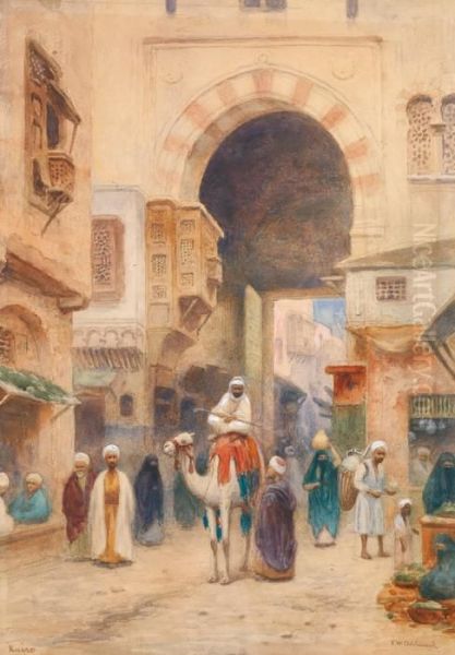 Promeneurs A L'entree D'un Marche Au Caire Oil Painting by Frans Wilhelm Odelmark