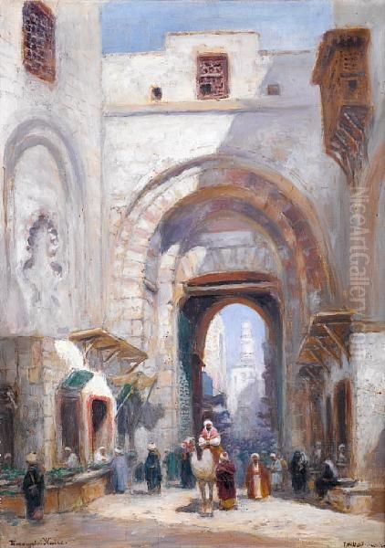 Bazaar Gate, Cairo Oil Painting by Frans Wilhelm Odelmark