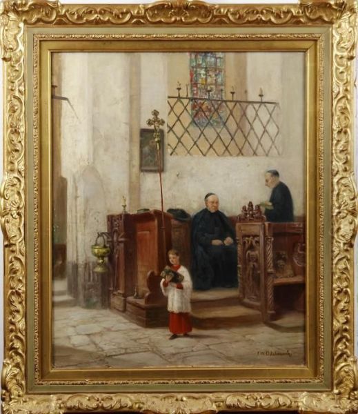 Kyrkointerior Oil Painting by Frans Wilhelm Odelmark