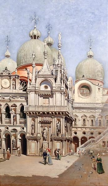 St Marks Square, Venice Oil Painting by Frans Wilhelm Odelmark