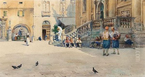 Street Scene, Cairo Oil Painting by Frans Wilhelm Odelmark