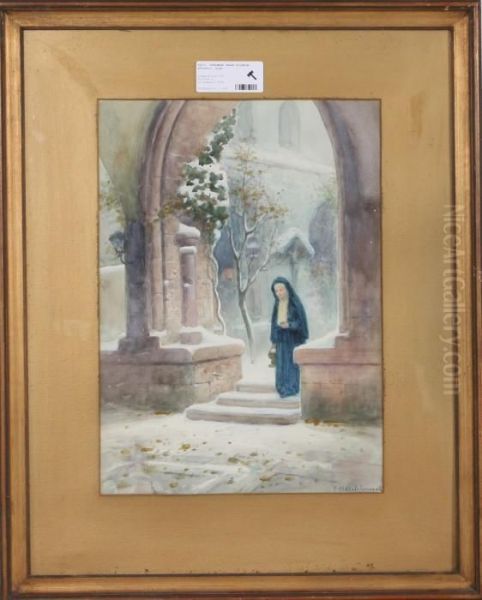 Nunna I Klostermiljo Oil Painting by Frans Wilhelm Odelmark