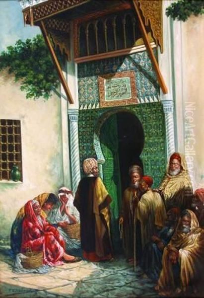 Personnage Devant Une Mosquee Oil Painting by Frans Wilhelm Odelmark