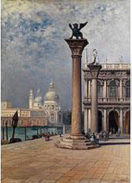 Der Markusplatz Oil Painting by Frans Wilhelm Odelmark