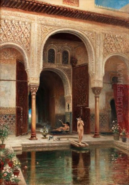 Badet I Alhambra Oil Painting by Frans Wilhelm Odelmark