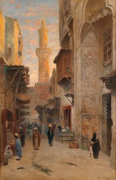 Scena Di Strada Araba Oil Painting by Frans Wilhelm Odelmark