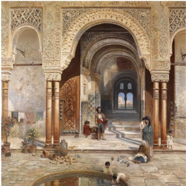 The Courtyard Oil Painting by Frans Wilhelm Odelmark