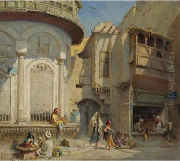 An Afternoon In Cairo Oil Painting by Frans Wilhelm Odelmark