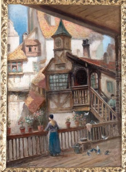 Stadsvy Nurnberg Oil Painting by Frans Wilhelm Odelmark