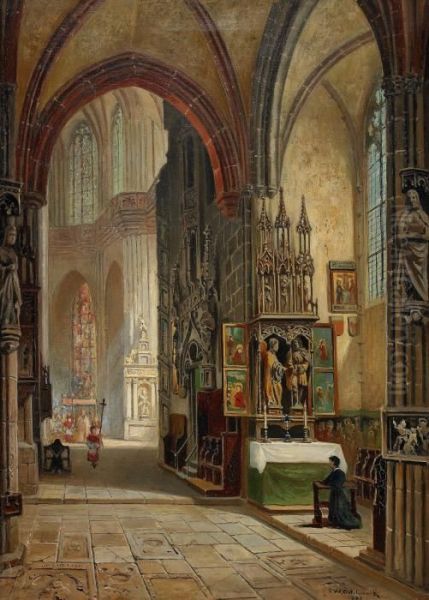 Kyrkointerior Oil Painting by Frans Wilhelm Odelmark