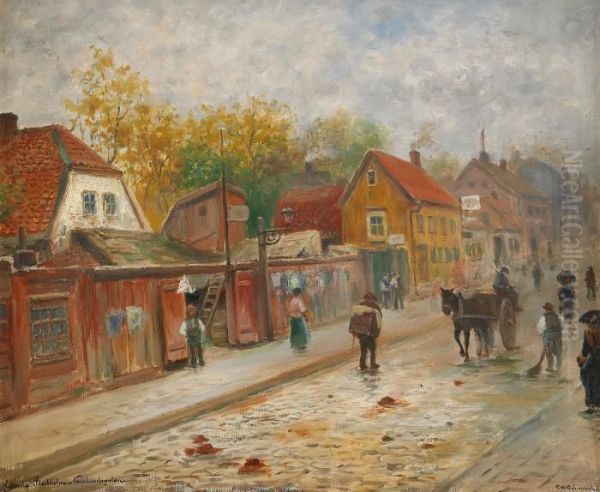 Norrlandsgatan Oil Painting by Frans Wilhelm Odelmark