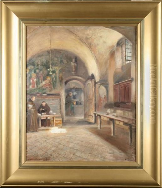 Klosterinterior Fran Assisi Oil Painting by Frans Wilhelm Odelmark