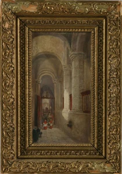 Interior Fran Varnhems Kloster Oil Painting by Frans Wilhelm Odelmark