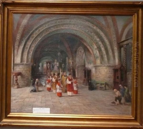 Sakral Procession. Oil Painting by Frans Wilhelm Odelmark