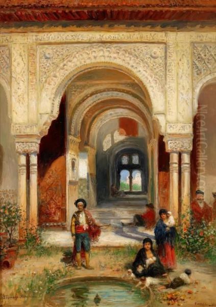 Zigenare I Alhambra Oil Painting by Frans Wilhelm Odelmark