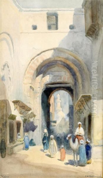 Stadsgata I Kairo Oil Painting by Frans Wilhelm Odelmark