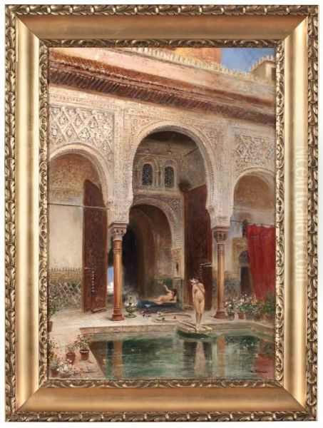 Badet I Alhambra Oil Painting by Frans Wilhelm Odelmark