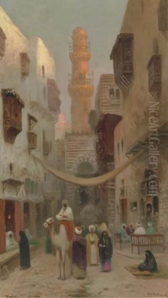 Cairo Street Scene Oil Painting by Frans Wilhelm Odelmark