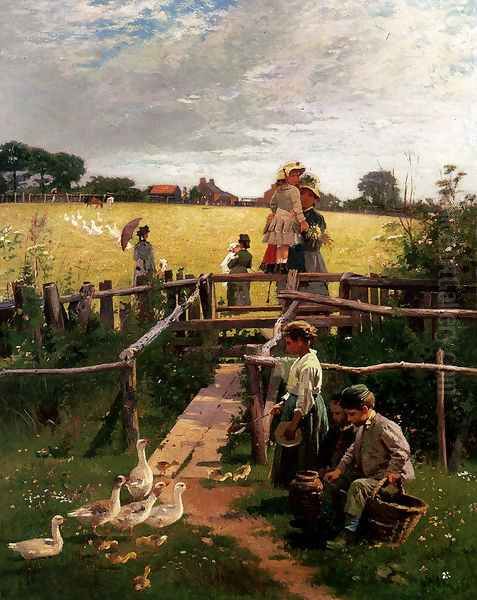 At The Stile Oil Painting by Alexander M. Rossi