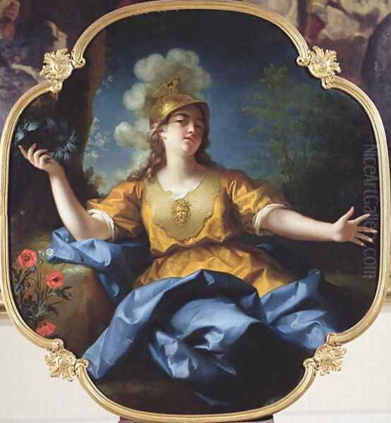 Portrait of a Woman as Minerva, 1730 Oil Painting by Jean Raoux