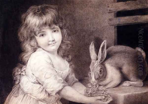 The Favourite Rabbit Oil Painting by John Russell