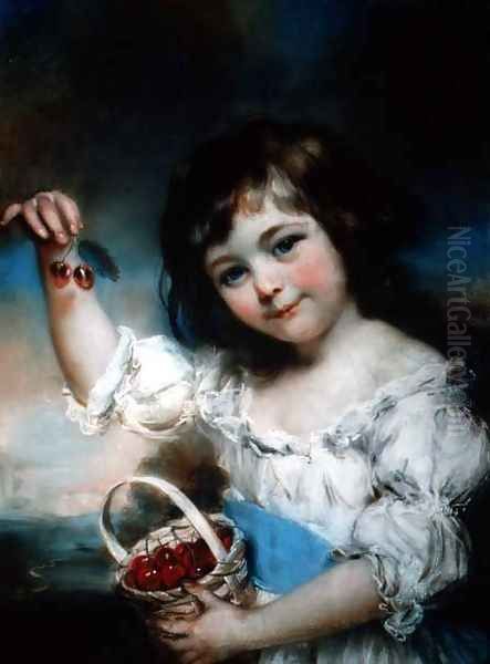 Little Girl with Cherries Oil Painting by John Russell