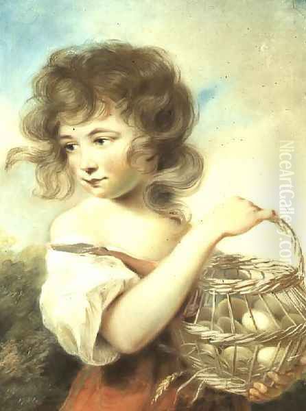 The Girl with the Basket of Eggs Oil Painting by John Russell