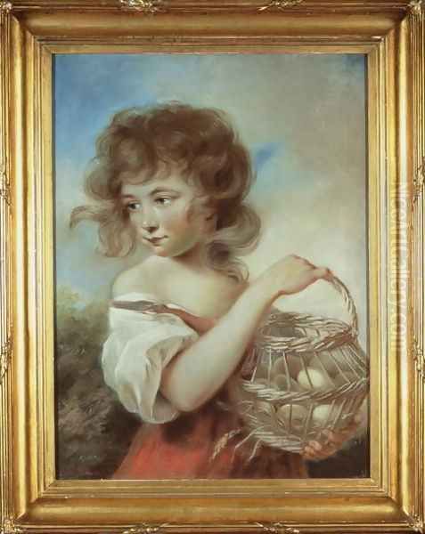 The Girl with a Basket of Eggs, c.1780 Oil Painting by John Russell