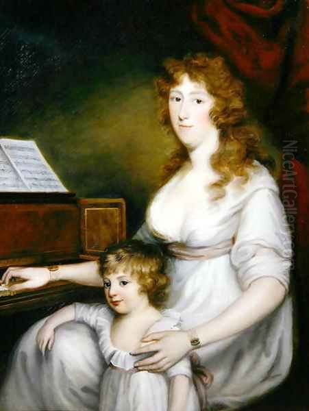 Portrait of a Lady with her Child, 1790 Oil Painting by John Russell