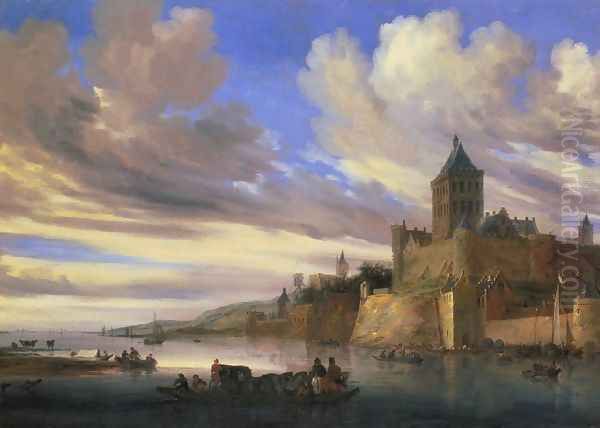 River View of Nijmegen with the Valkhof Oil Painting by Salomon van Ruysdael