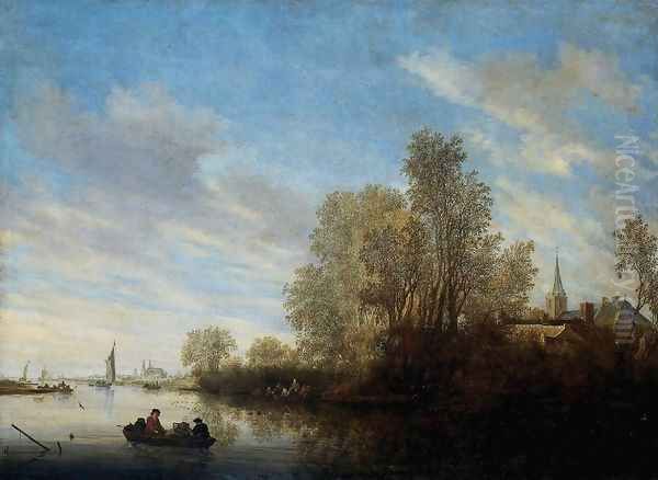 River View near Deventer Oil Painting by Salomon van Ruysdael