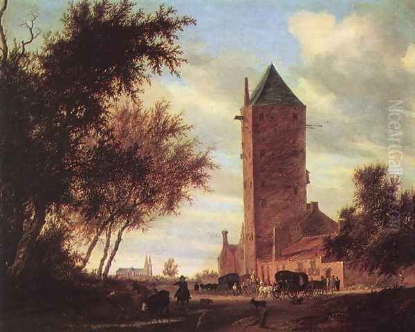 Tower at the Road Oil Painting by Salomon van Ruysdael