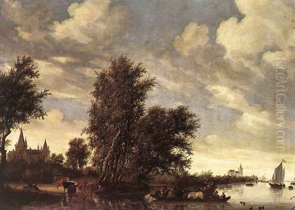 The Ferry Boat Oil Painting by Salomon van Ruysdael