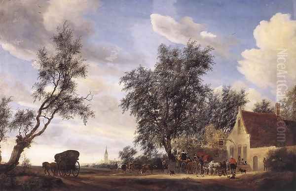 Halt at an Inn 1649 Oil Painting by Salomon van Ruysdael