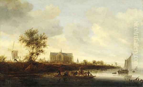 View of the Town of Alkmaar Oil Painting by Salomon van Ruysdael