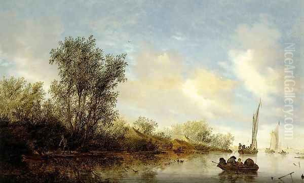 River with Fishermen Oil Painting by Salomon van Ruysdael